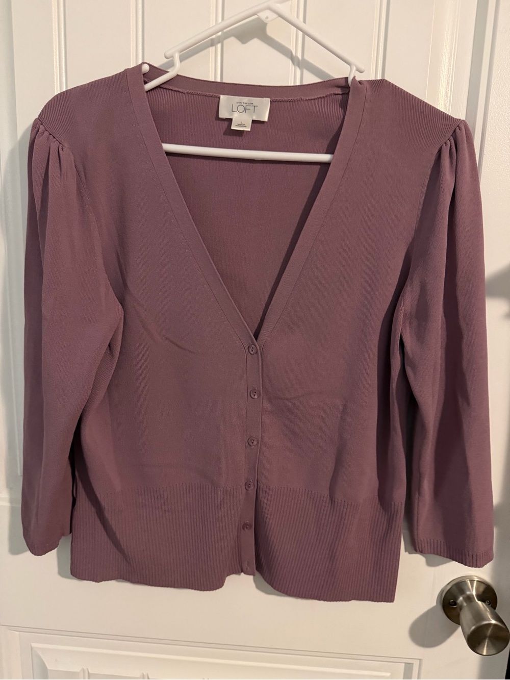 LOFT Lavender V-Neck Button-Front Top